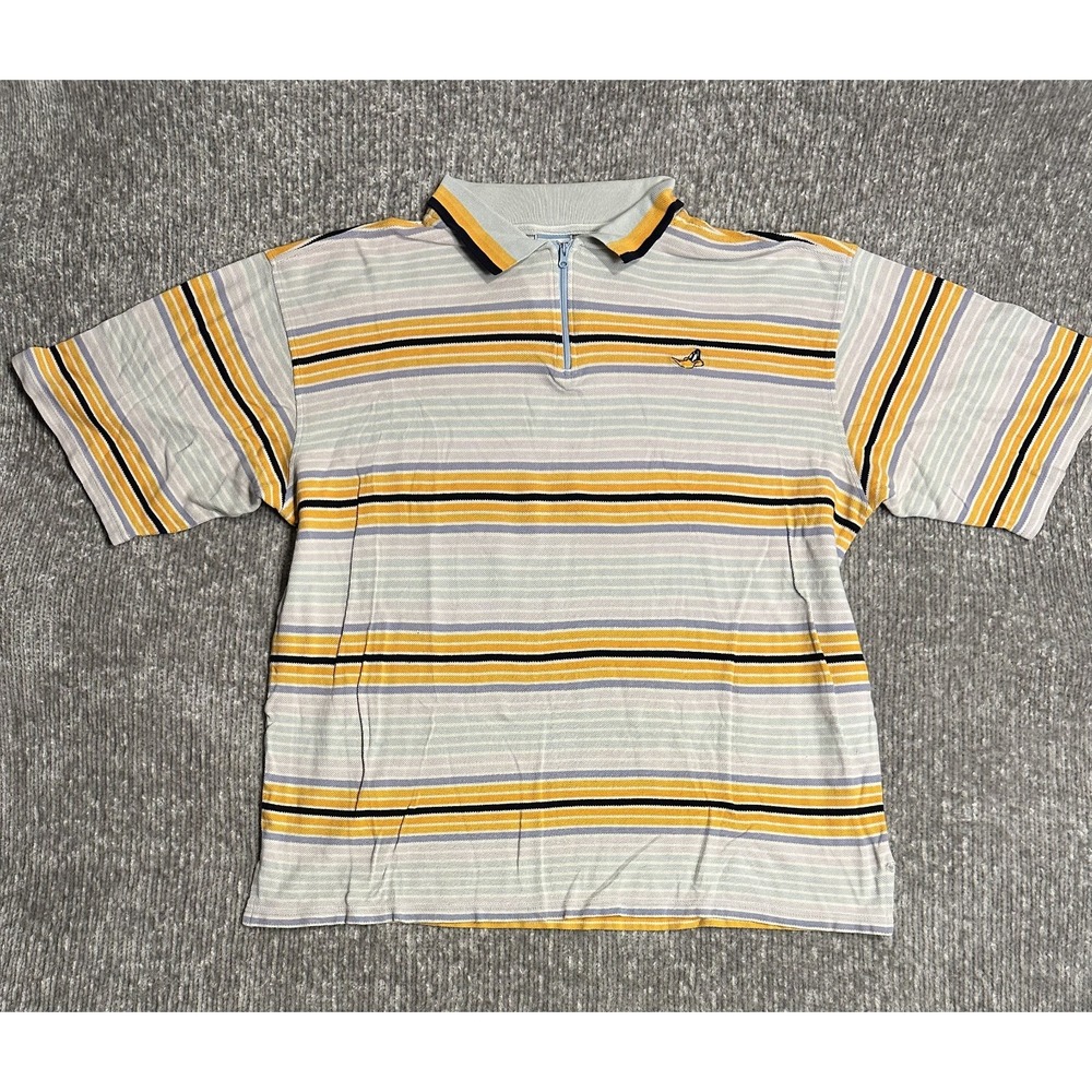 Vintage Y2K Lot29 Polo Shirt Mens Large Daffy Duck Striped Collared